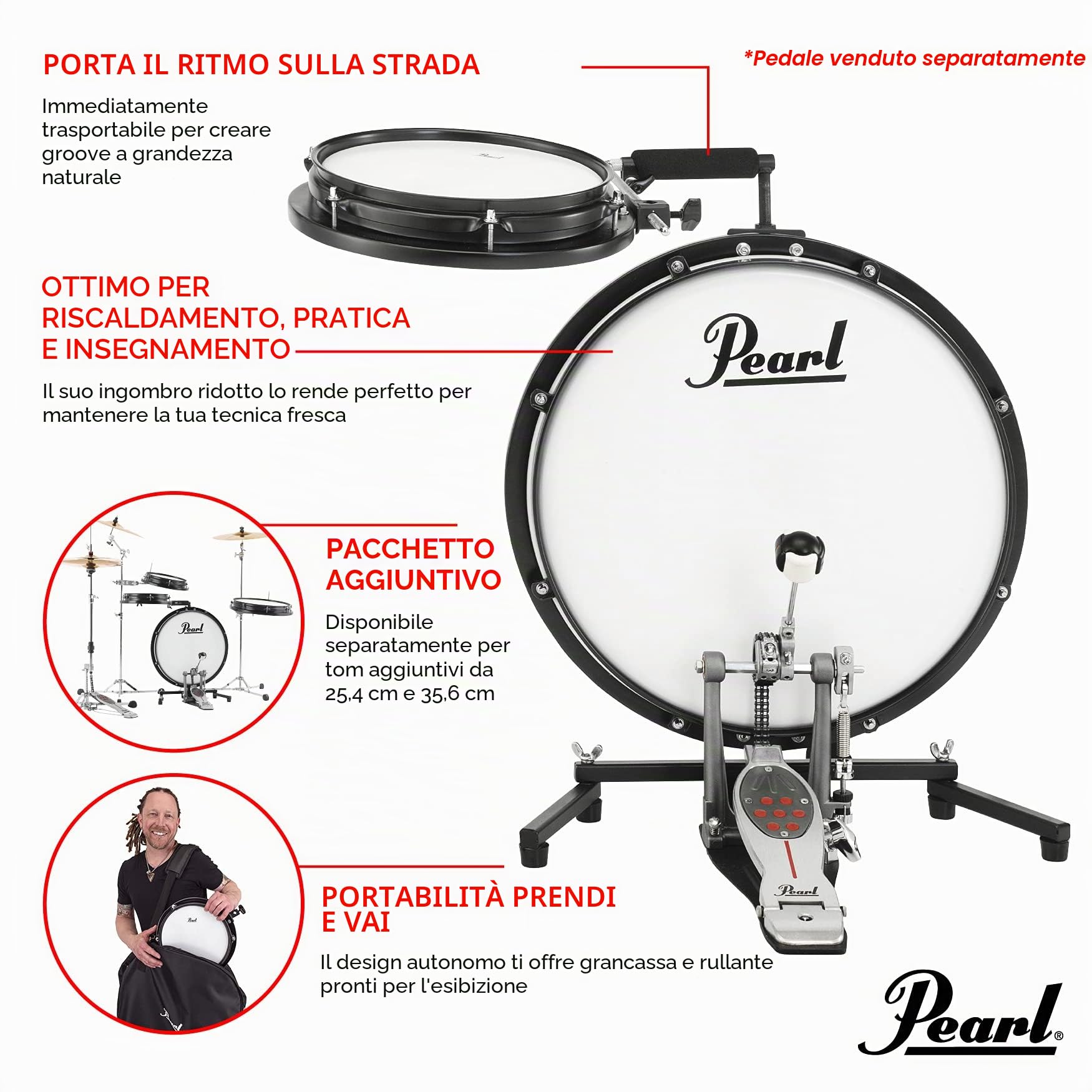 Pearl Batteria 2 pezzi Batteria Compact Traveler piatti e Hradware non inclusi (PCTK1810)