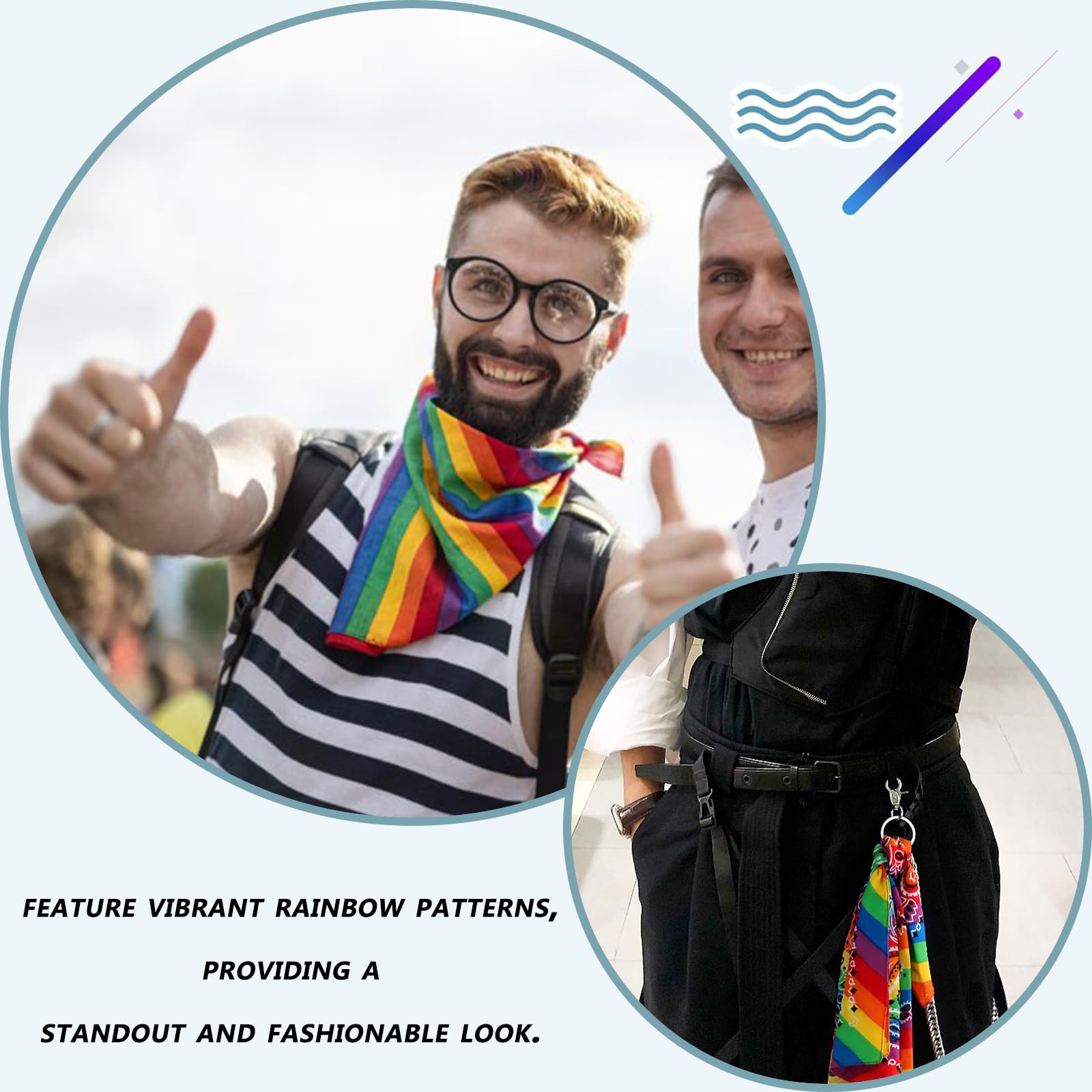 MAEXUS® Pride tęczowa bandana, 2 sztuki, ozdoba do włosów, tęczowa ozdoba do włosów, na imprezy LGBTQ+, na imprezy, jako dekoracja Pride, tęczowa chusta