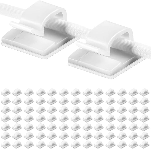 Willkommen 100 PCS Strong Self-Adhesive Plastic Outdoor Cable Clips, Wire Fixing Manager, 10mm Suitable for Car, Home and Office(White)