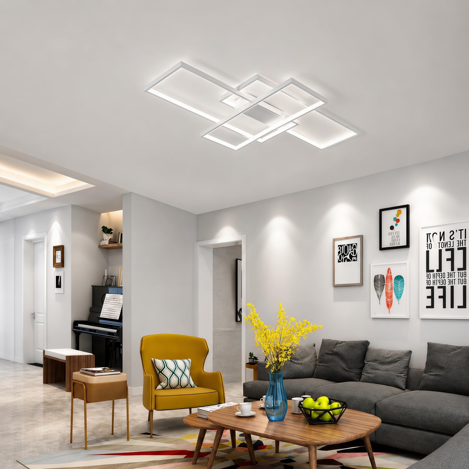 Plafonnier LED 54W, dimmable avec télécommande pour le salon
