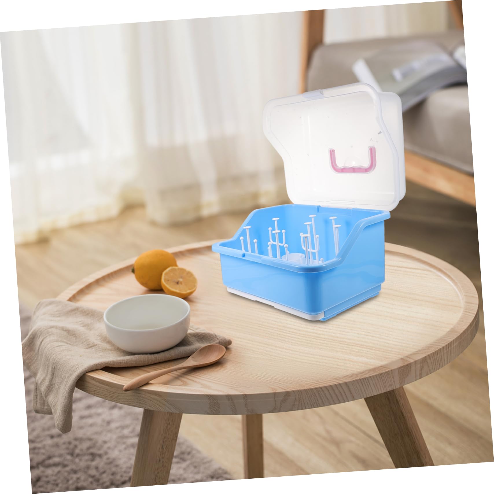 Abaodam Boîte De Rangement pour Biberons avec Égouttoir Organisateur Pratique pour Tétines Et Vaisselle Stockage Étanche Et Portable Nordique Poignée