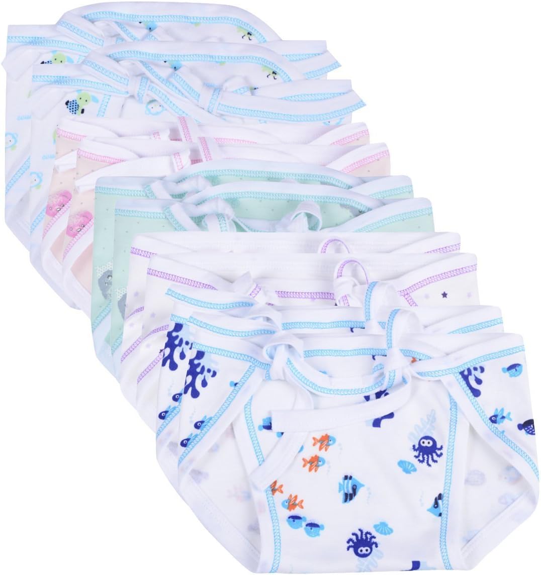 Washable Reusable Multicolor Hosiery Cotton Nappies, Langot for Newborn Baby (0-6 Months), Pack of 10, Soft, Breathable, Eco-Friendly
