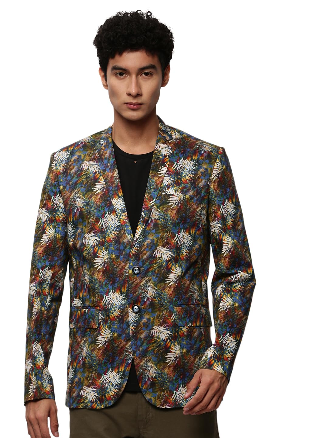 showoffff Men Printed Single Breasted Casual Blazer | Notched Lapel Full Sleeves Cotton Blazer for Mens | Slim Fit Regular Length Blazer for Men's-picture-26