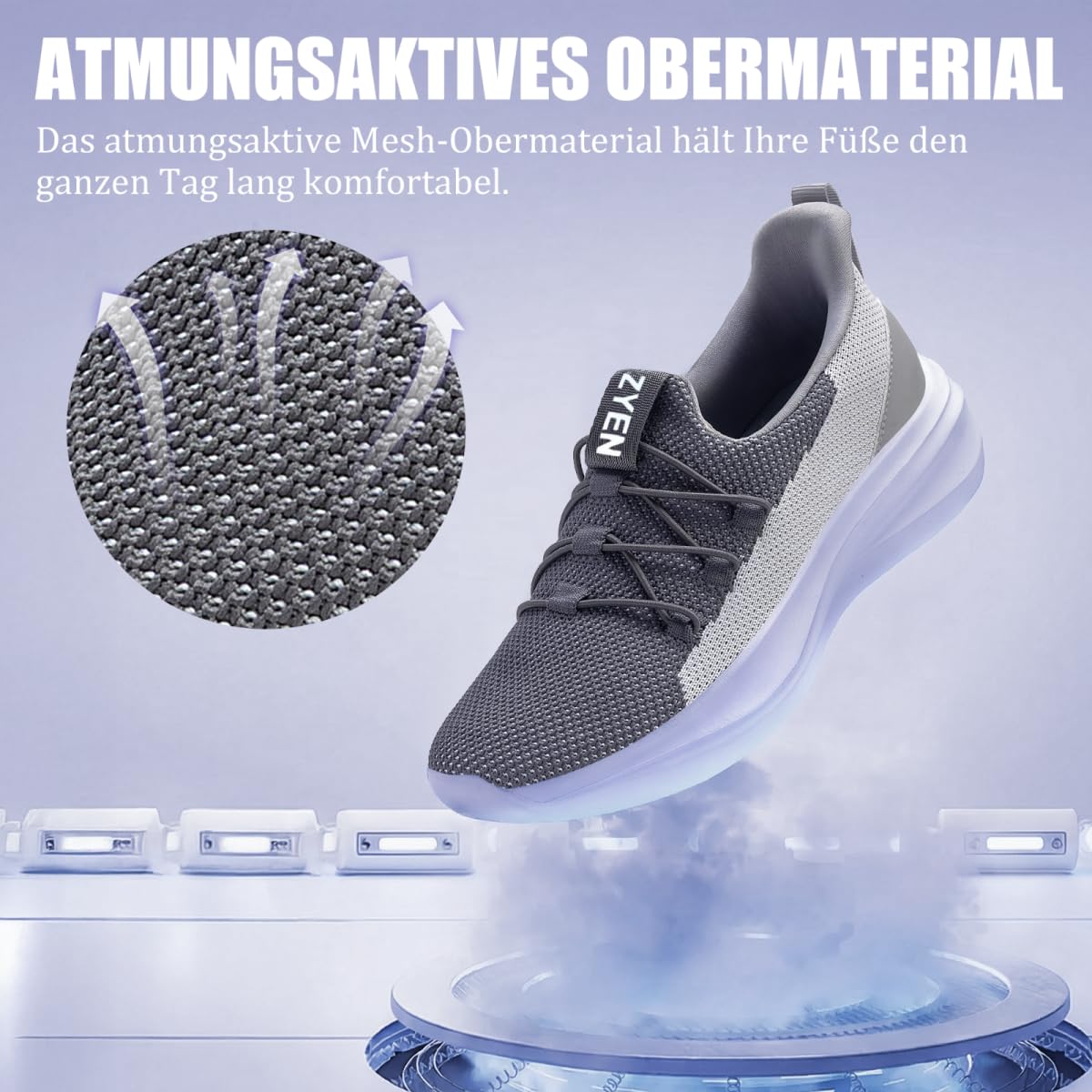 ZYEN Slip on Sneakersy damskie, antypoślizgowe buty sportowe, lekkie, oddychające, buty rekreacyjne, buty do chodzenia, wygodne, nadają się do joggingu, chodzenia, fitnessu, tenisa na świeżym