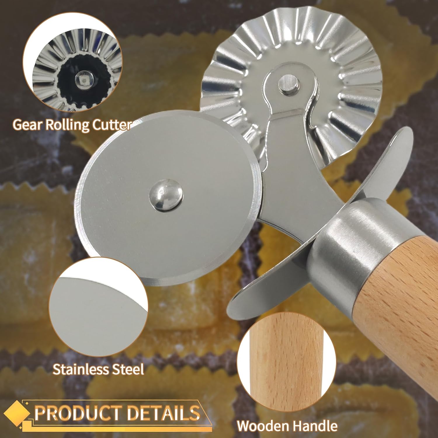 Double Wheel Dual-Head Pastry Cutter, 1Pcs
