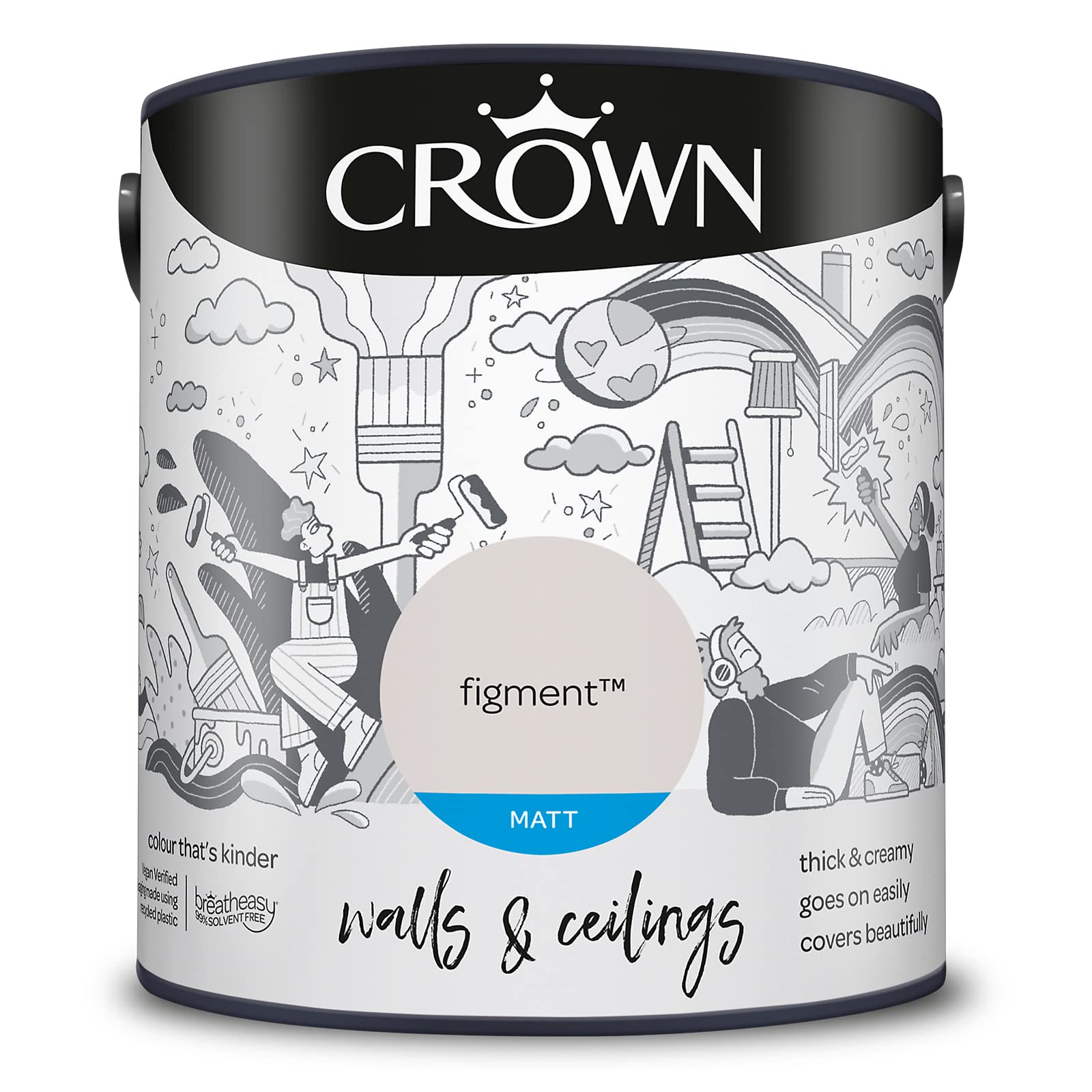 Crown Figment 2.5L Breatheasy Matt Emulsion Paint For Walls & Ceilings