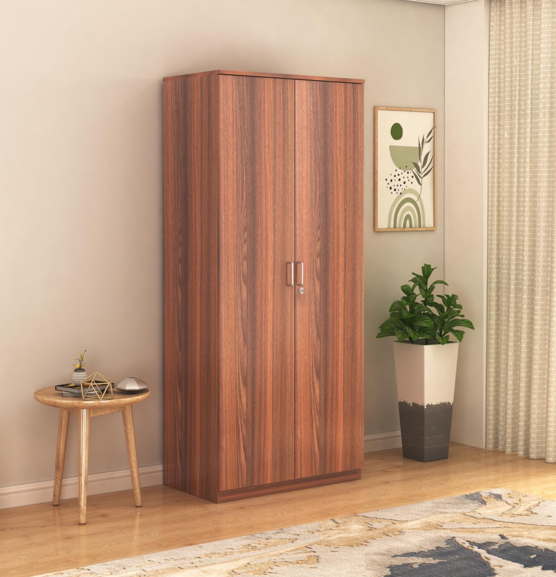 Curious Lifestyle Engineered Wood Wardrobe |Wooden Almirah for Clothes| Cupboard for Clothes 2 Door Almirah with Hanging Space 1 Drawer, Without Mirror 17mm Particle Board (Honey Finish 2.5x6 ft) (B0DF5QHXRF) Amazon Price History, Amazon Price Tracker