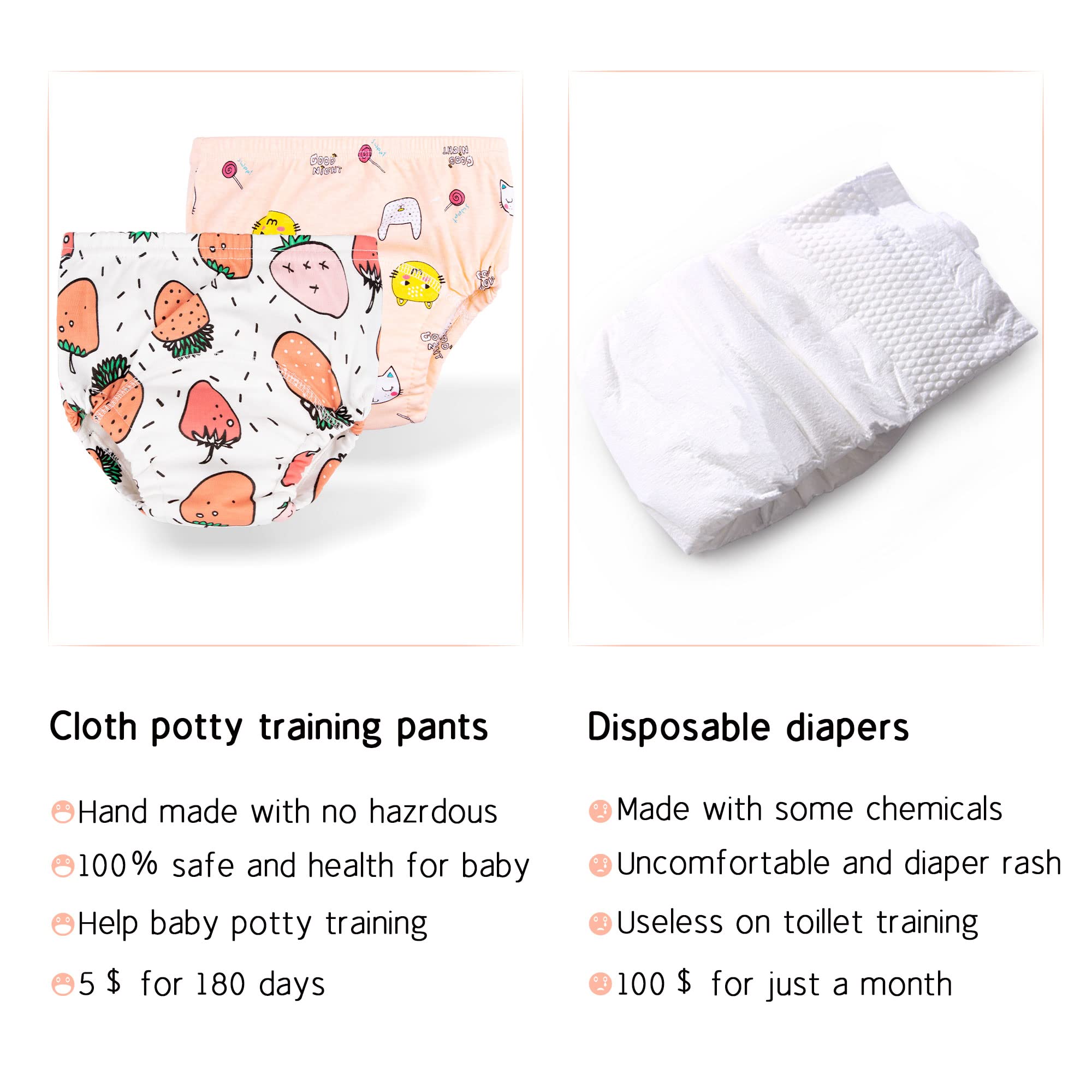 Potty Training Underwear Girls 2T, 3T, 4T, Biancheria Intima per Neonate, Confezione da 4 (3 Anni, Rosso Rosato)