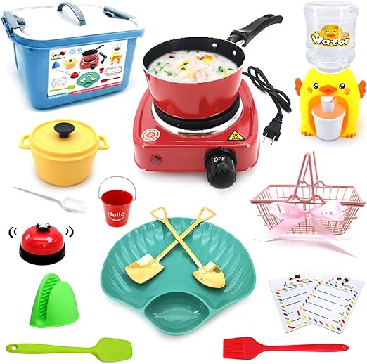 Kids Junior Tiny Real Easy Cooking Kitchen Set and Baking Kit - Mini Stove Burner, Chef - Easy Cook Real Food Utensils Gift for Boys and Girls Ages 6-12