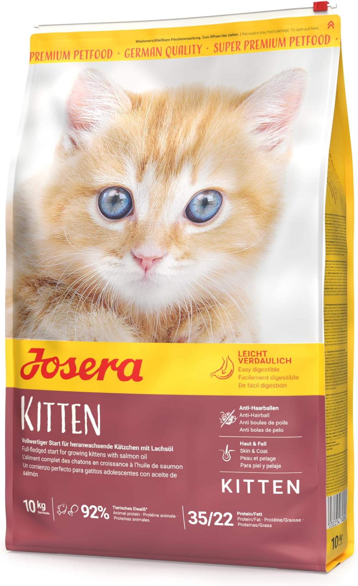 Josera Kitten complete food | Growing kittens | Pregnant & nursing mothers | Optimal development | Omega 3 | Anti-Hairball | Gluten free | Skin & Coat | 10kg