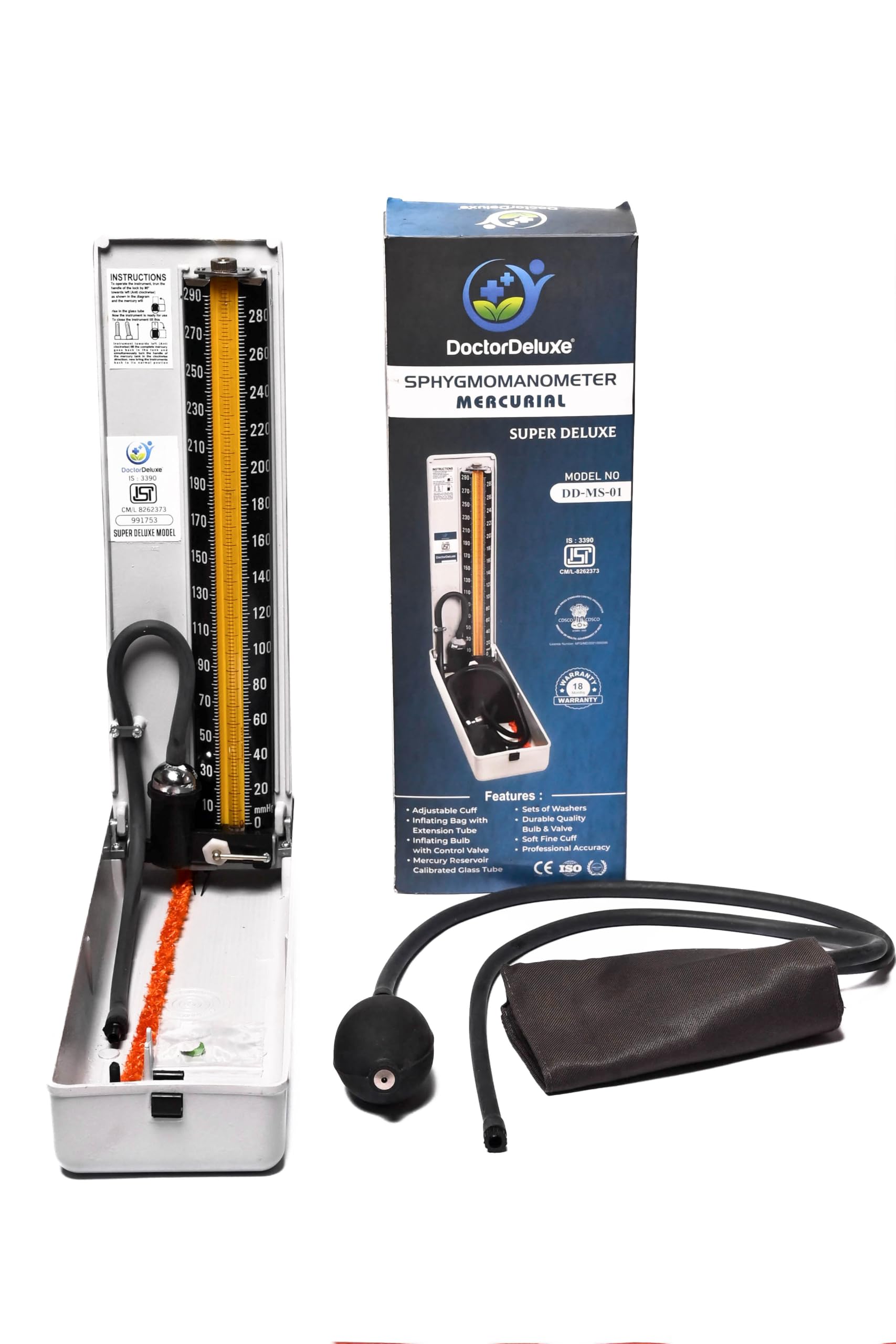 DoctorDeluxe Mercurial Sphygmomanometer Super Deluxe DD-MS-01