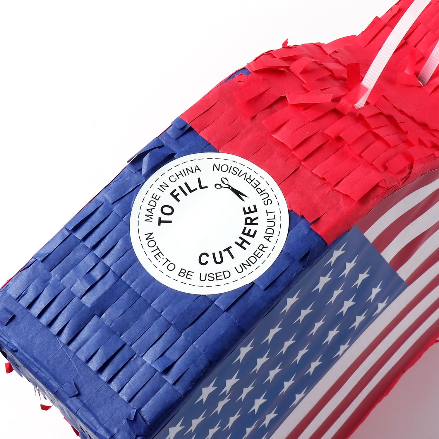 Quera Piñata con diseño de bandera patriótica americana para el Día de los Caídos, Día de la Independencia, suministros de fiesta del 4 de julio, decoraciones al aire libre, color rojo, blanco y azul,