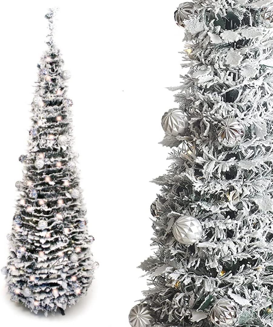 Best Artificial Frosted Pop-Up 7Ft Pre-Decorated Pre-Lit Christmas Trees