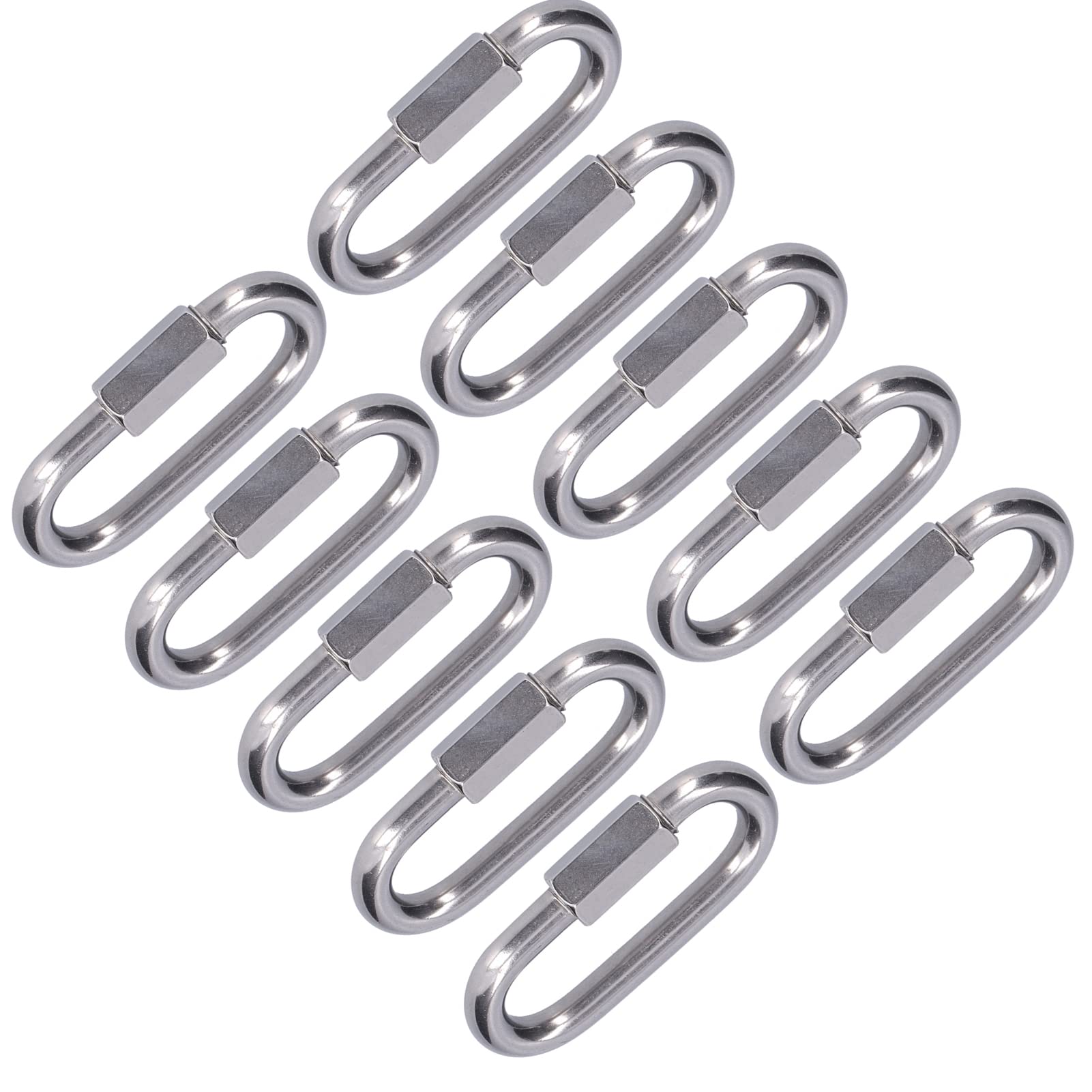 Locking Chain Connector, 10Pieces Stainless Steel Screw Connector Quick Link Connector Chain Clasp Thread Carabiner, Hardware Hasps (M3.5)