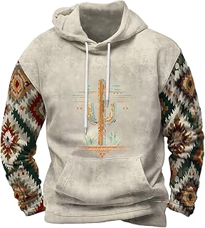 Mens Hooded Sweatshirt Vintage American Element Long Sleeve Fall Hoodie Classic Drawstring Front Pocket Pullover
