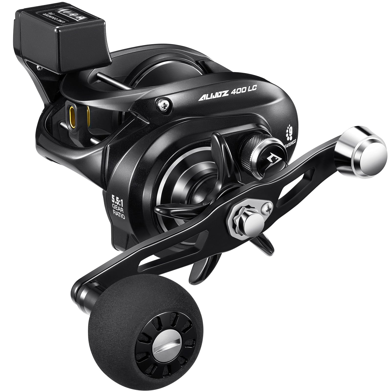 Piscifun Alijoz LC Baitcaster Reel with Line Counter, Aluminum Alloy Frame Casting Reel 38Lbs Max Drag, 8+1 Stainless Bearings, 5.5:1 Gear Ratio