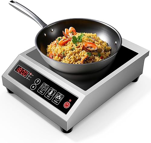 Miniatura 8 de Placa de cocción de inducción comercial de 1800 W, quemador portátil de encimera con bobina de calentamiento rápido de 8 pulgadas, 11 niveles de