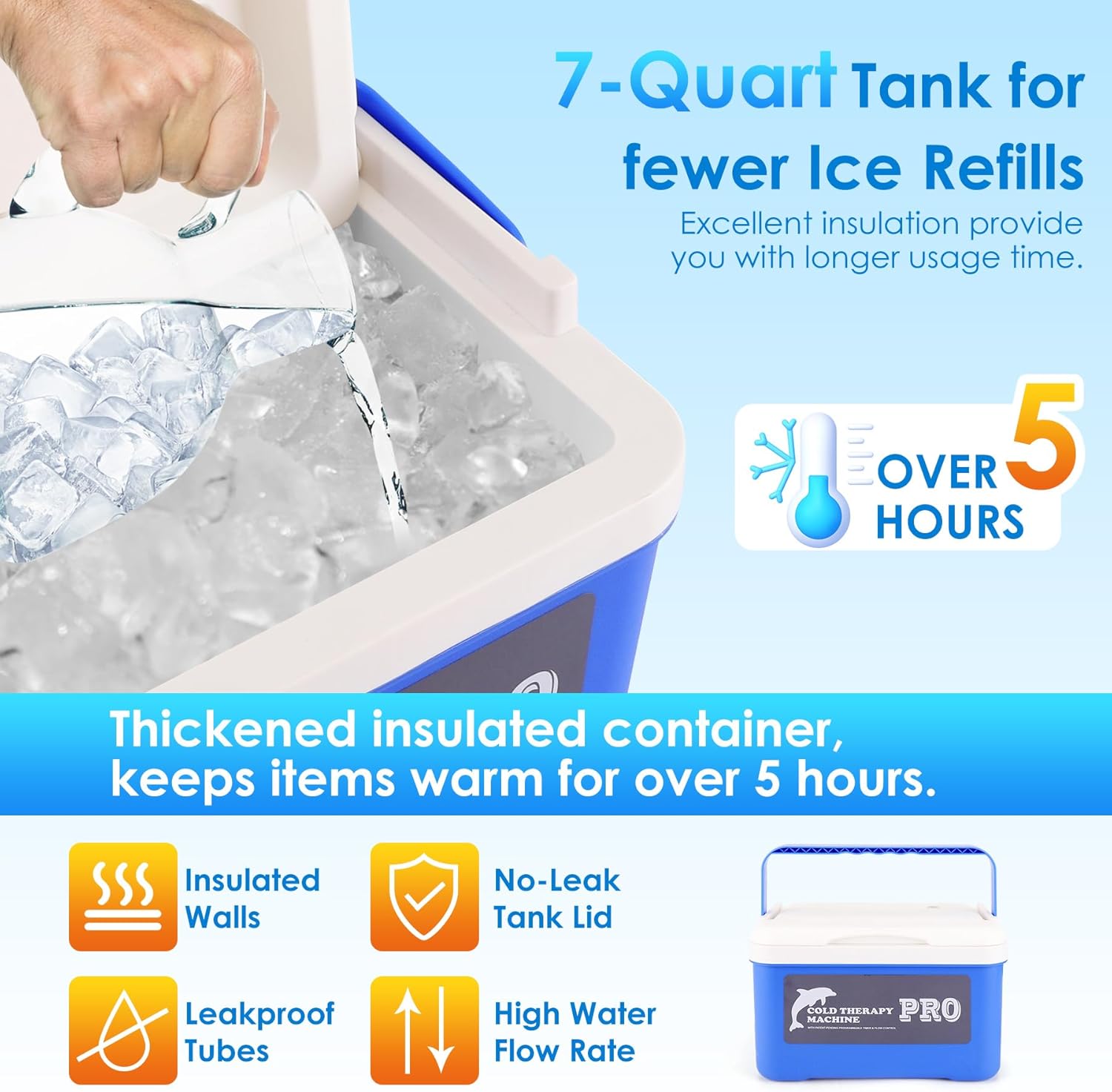 Cold Therapy Machine with Universal Pad for Hip, Back, and Knee After Surgery Recovery, Ice Machine System with Programmable Timer Remote Control, Large Reusable Pad for Hip Bursitis, Hip Flexor Pain.