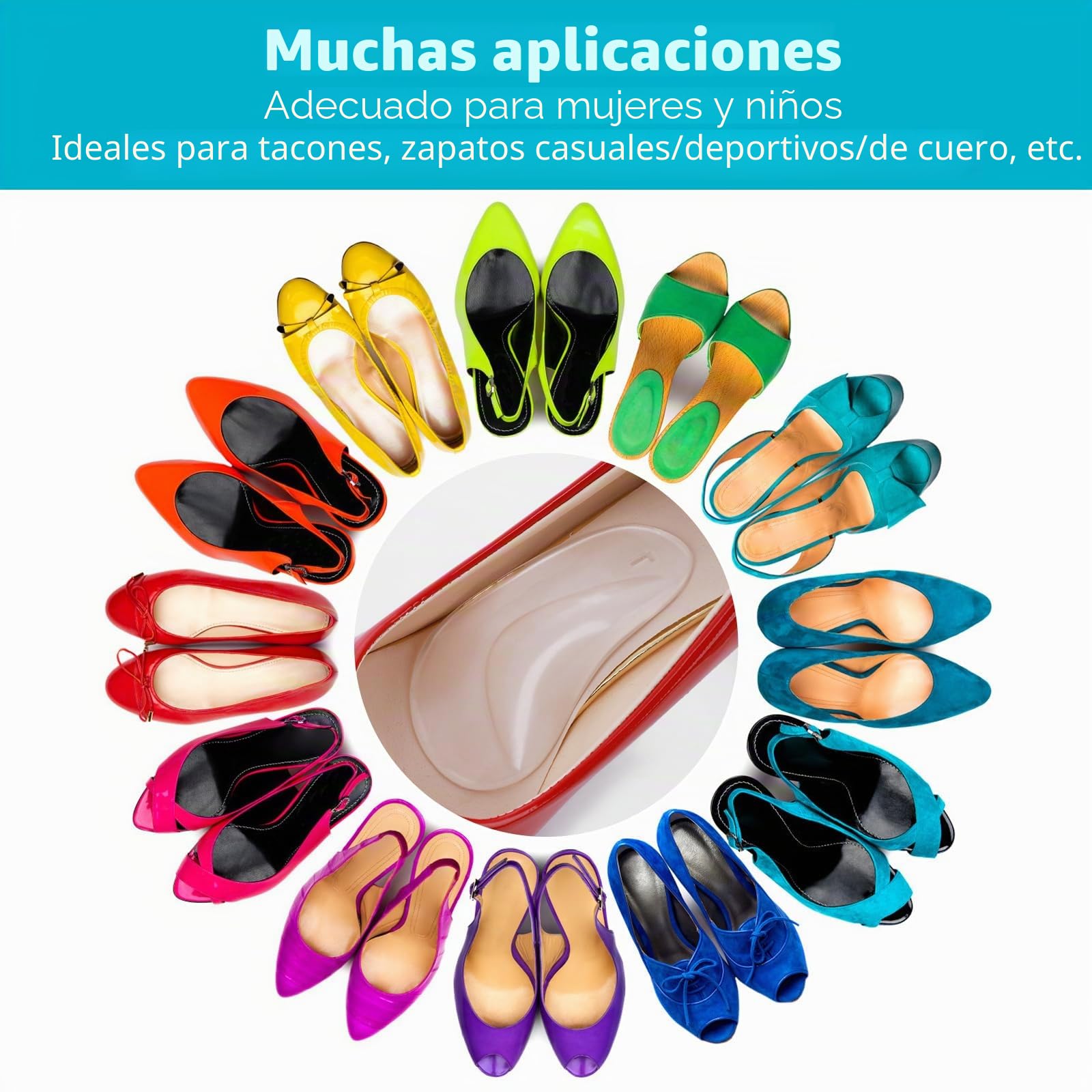 COMNICO 3 Pares Plantillas Autoadhesivas Gel Suave Silicona Transparente Alivio Fascitis Plantar Pies Planos
