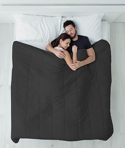 Miniatura 3 de Edredón negro ligero  MatrimonialQueen  Costuras de caja para una calidez uniforme  Tecnología de enfriamiento, tela transpirable  Color elegante