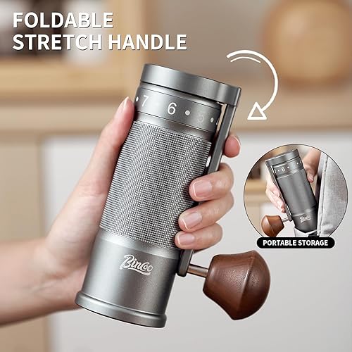 Miniatura 4 de Bincoo Molinillo de café manual plegable con ajuste externo ajustable, molinillo de granos de café con bolsa de almacenamiento portátil, molinillo