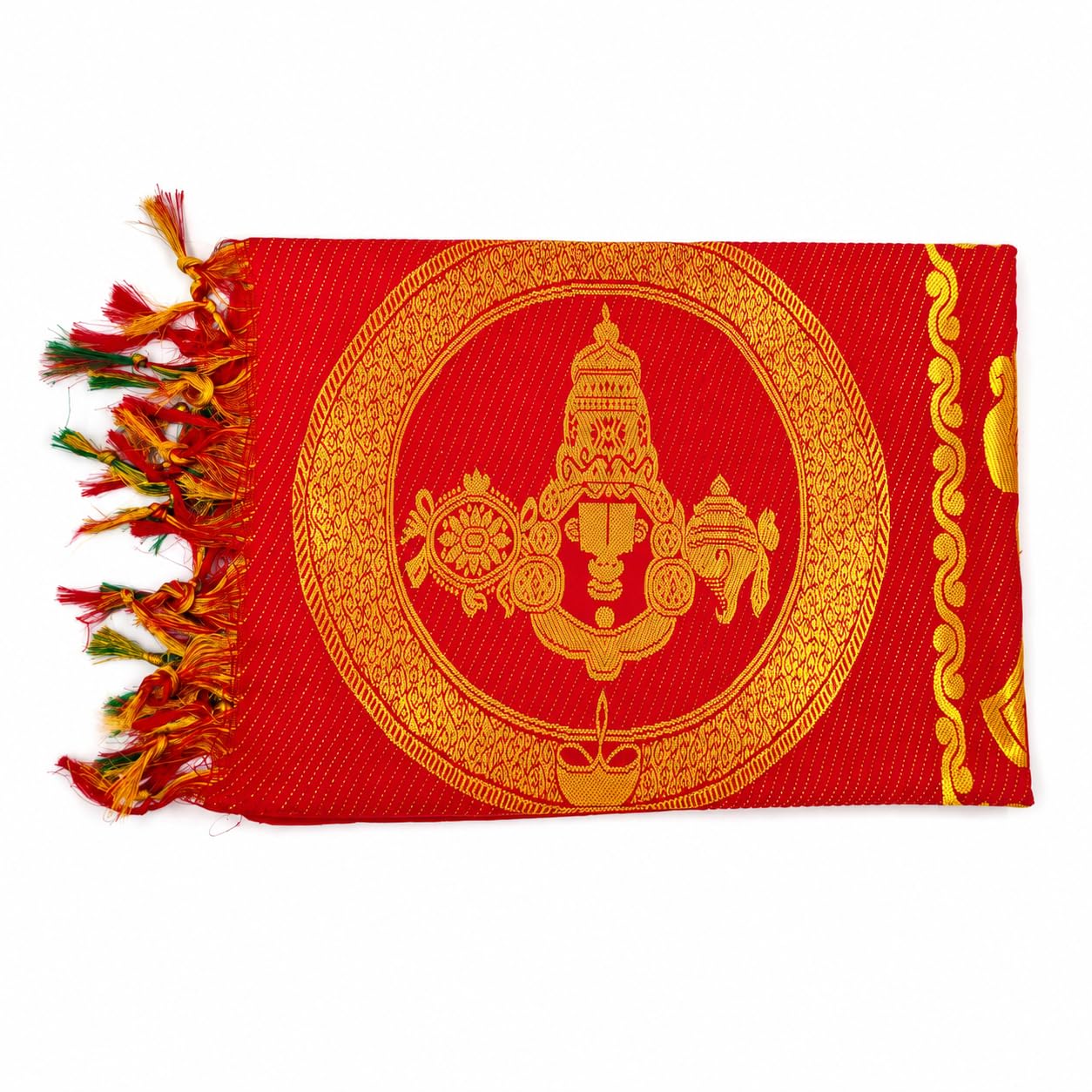 NagaNeela Tex Sri Venkateswara Temple Shawl 2.25 Meter | Om Namo Narayanaya Devotional Angavastram | Religious Zari Shawl | Assorted Colours | 1 Piece-picture-12