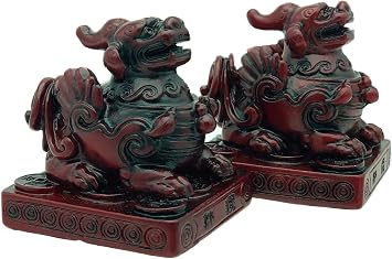Betterdecor A Pair of Feng Shui Pi Yao/Pi Xiu/Bi Xie Wealth Decorative Statue Gift -2 Cherry