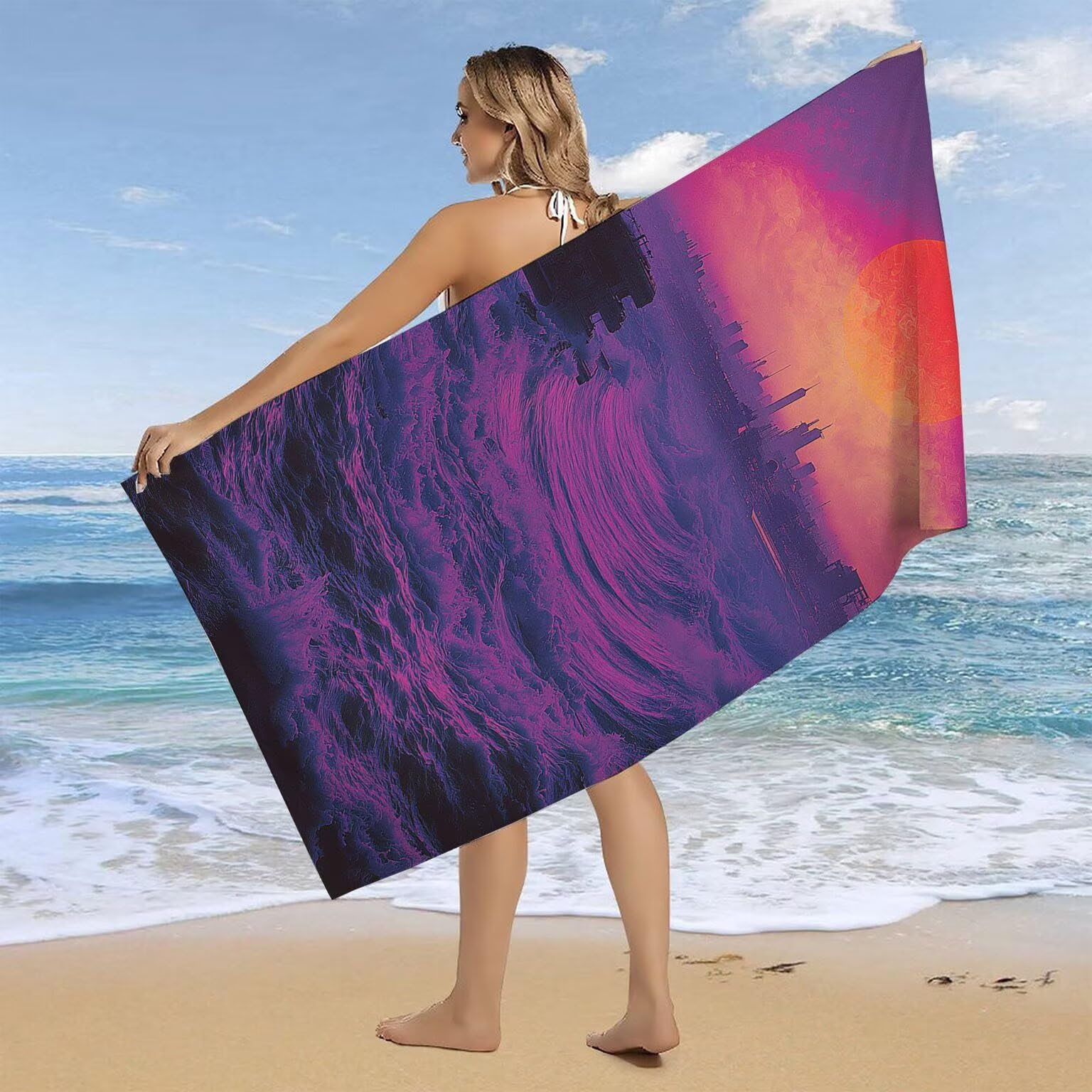 Telo Mare Microfibra Asciugamani Teli da Spiaggia Asciugamano Palestra 2 Set Antisabbia 100 x 200 cm xxl Uomo Donna Accessori Mare Telo Mare Grande per Piscina Bagno Regali Travel Regali (Vista) U-223