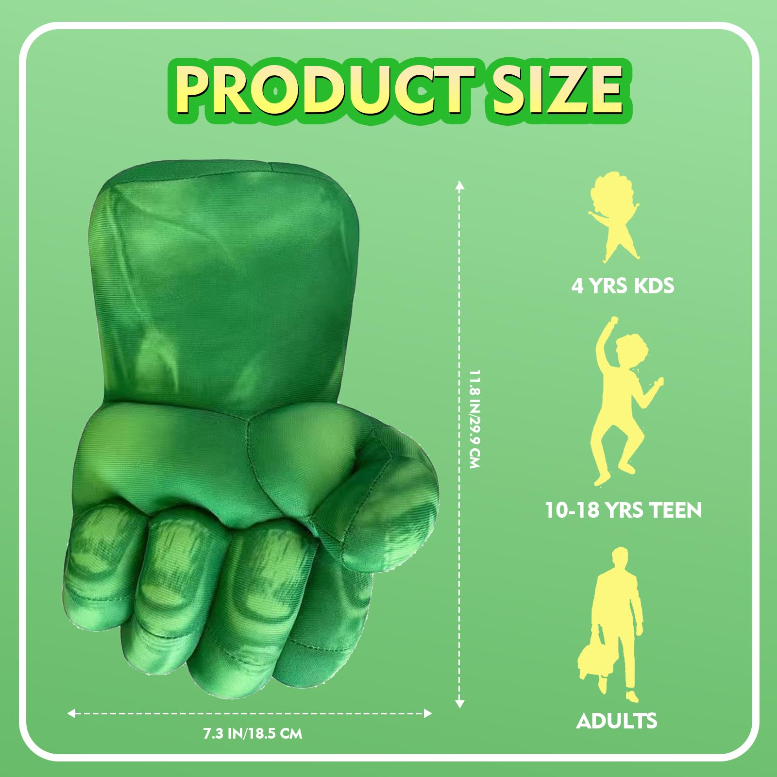 Gants de Boxe Enfant, poings en Peluche Douce, pour Cosplay, Noël, Halloween et Anniversaire, Cadeau Insolite pour garçons et Enfants (Vert)