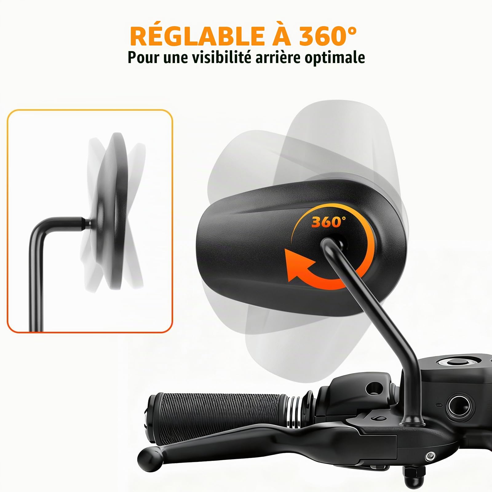 DREAMIZER 8mm noir Rétroviseurs Moto de Guidon aile pour Dyna Super Glide Street Glide Road Glide Softail