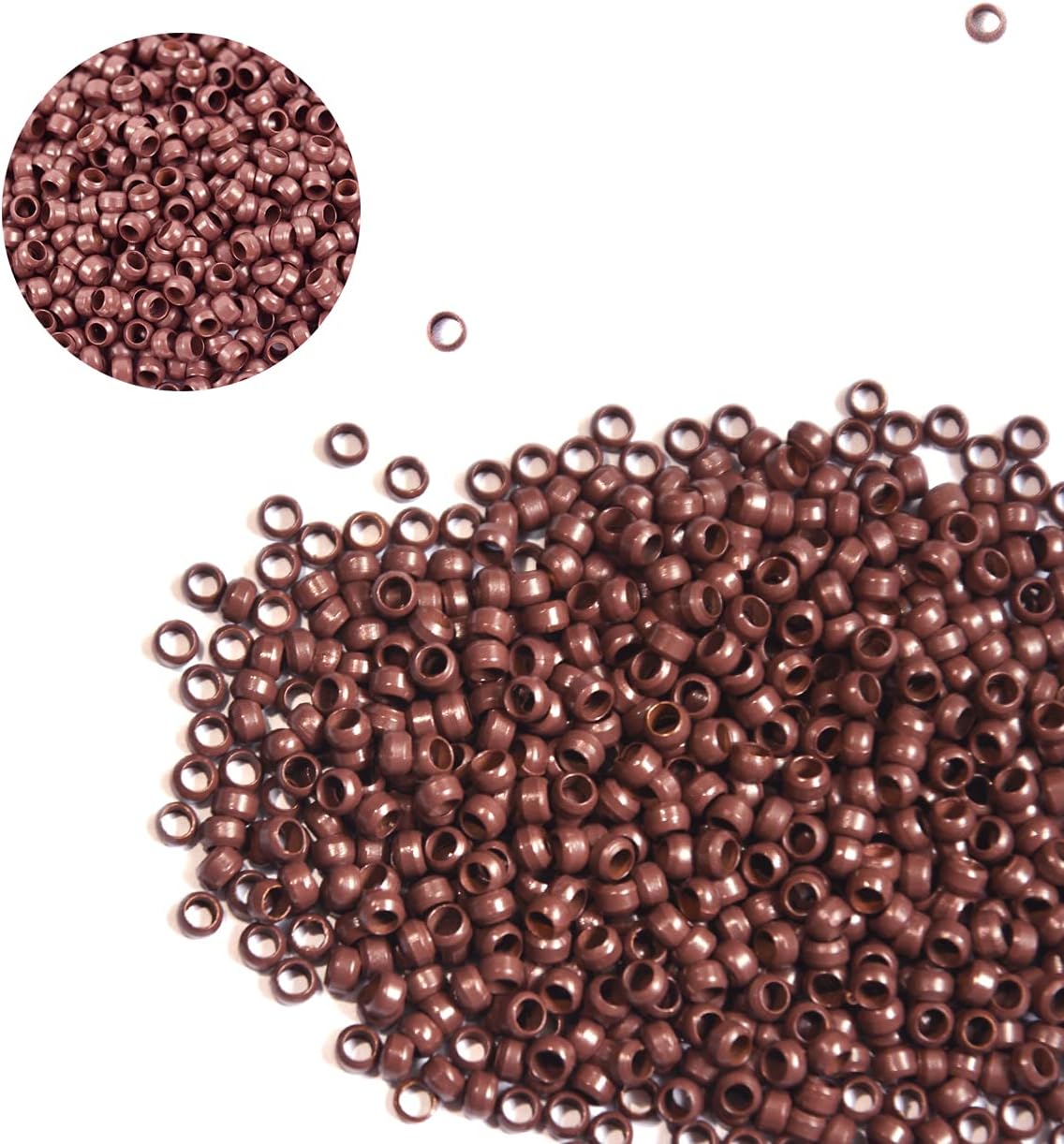 500 Pcs 2.5mm Nano Beads Micro Links Copper Nano Rings Hair Beads for Hair Extensions (Brown), 2.5mm (500 Pcs)