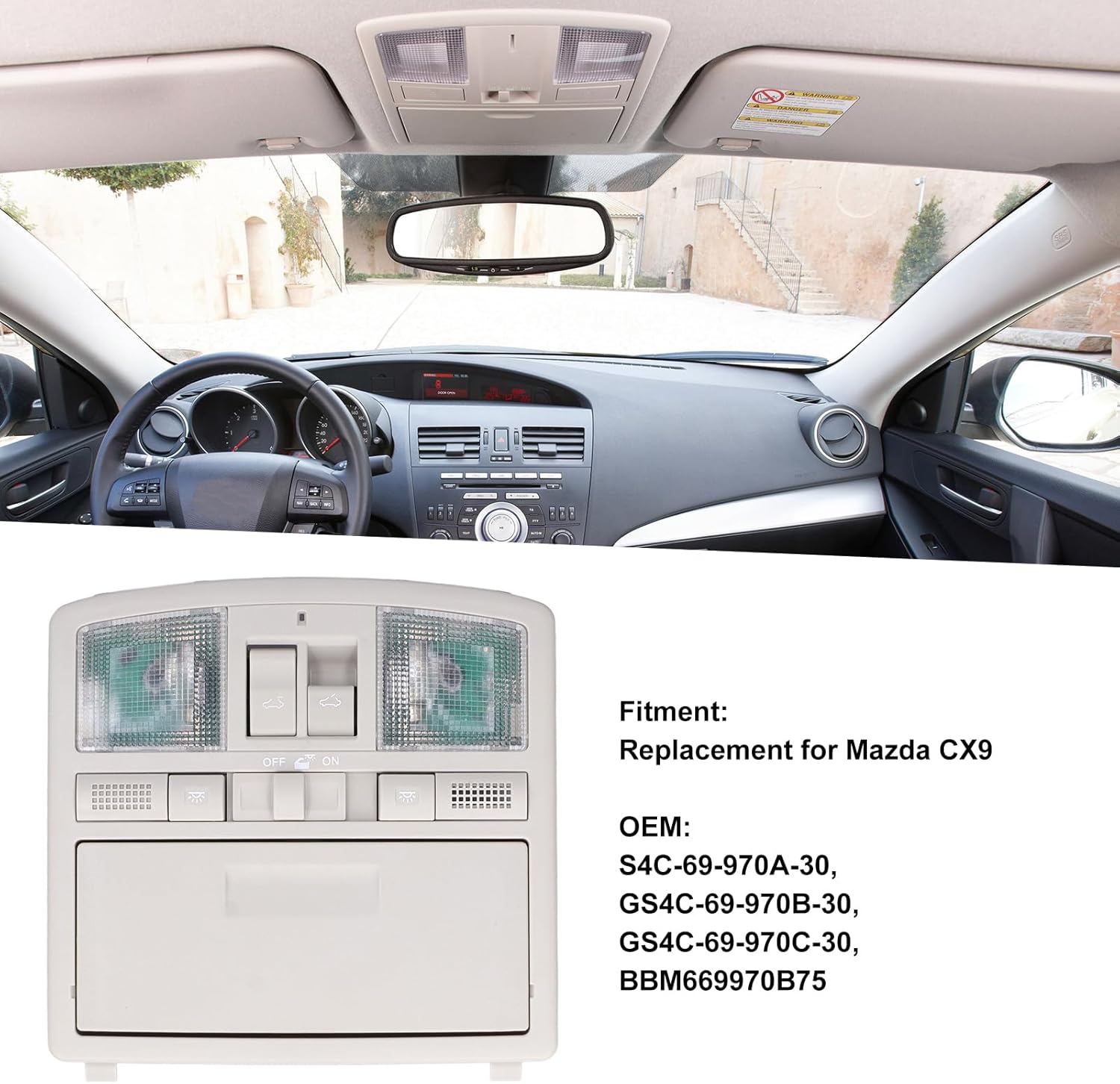 Car Sunroof Switch Overhead Sunroof Switch Console Down Light Glasses Storage Bbm669970B75 Abs for Mazda 3 2010‑2012