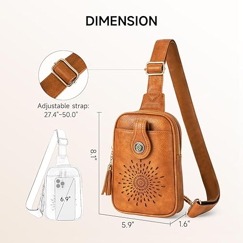 Miniatura 5 de APHISON Small Sling Bag Fanny Packs Phone Purse Crossbody Bags for Women Chest Bag Vegan Leather