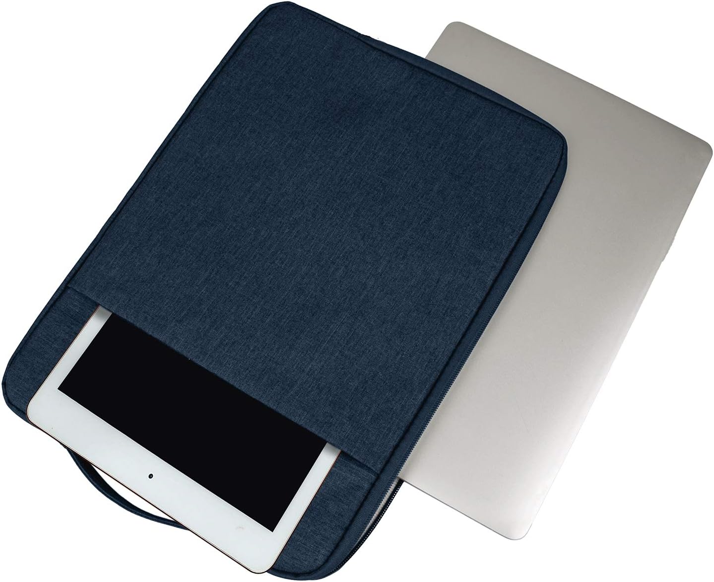 RAINYEAR 15.6 Inch Laptop Sleeve Case Compatible with 15.6" Notebook Computer Chromebook,Handbag with Handle Strap Front Pocket Padded Briefcase Polyester Waterproof Cover Protective Bag,Navy Blue