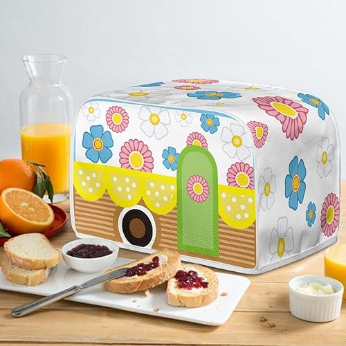 Vista 30 de Dreaweet Funda para tostadora de dibujos animados Kawaii Toast, de poliéster, se adapta a la mayoría de tostadoras de ranura larga de 4 rebanadas