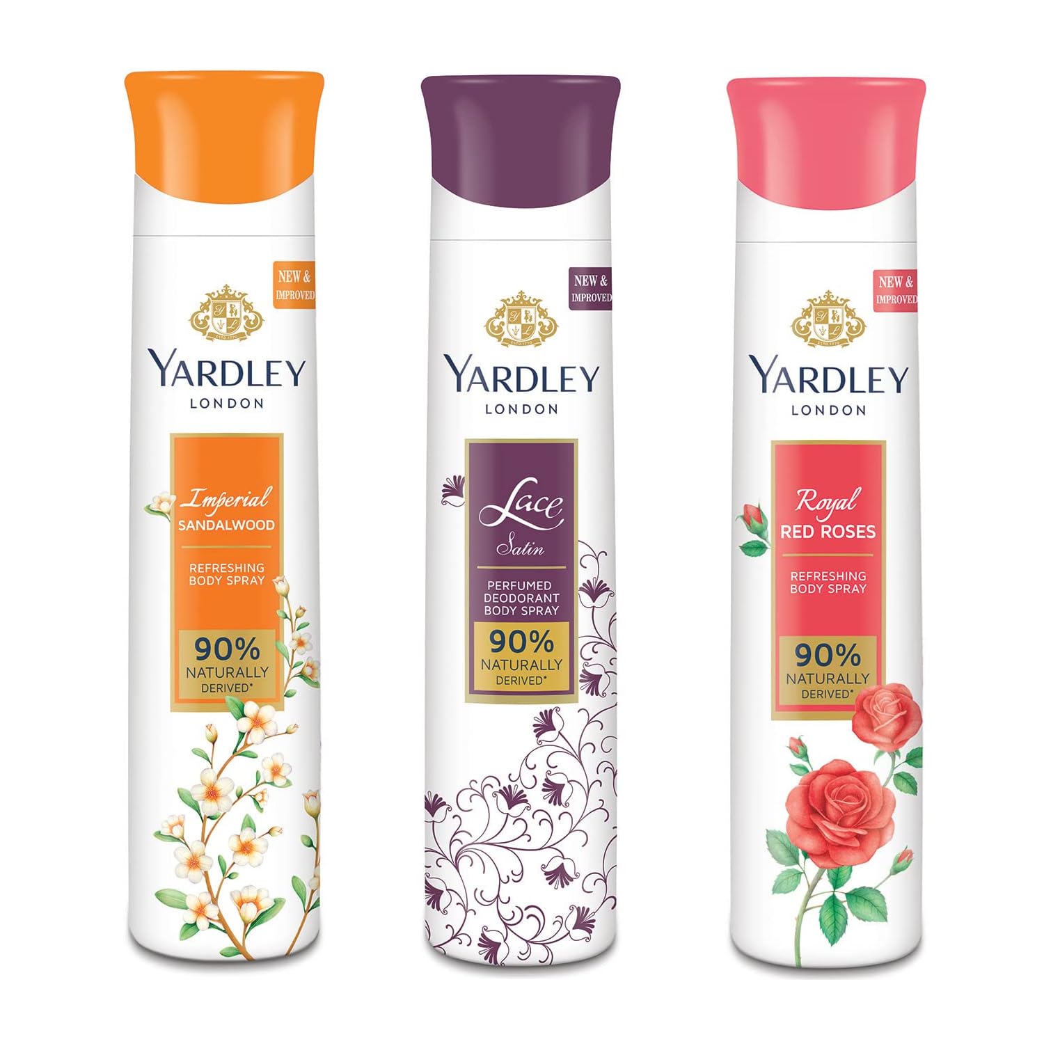Yardley London Imperial Sandalwood,Royal Red Roses and Lace satin (pack of 3) Deodorant Spray - For Women (150 ml, Pack of 3)-picture-15