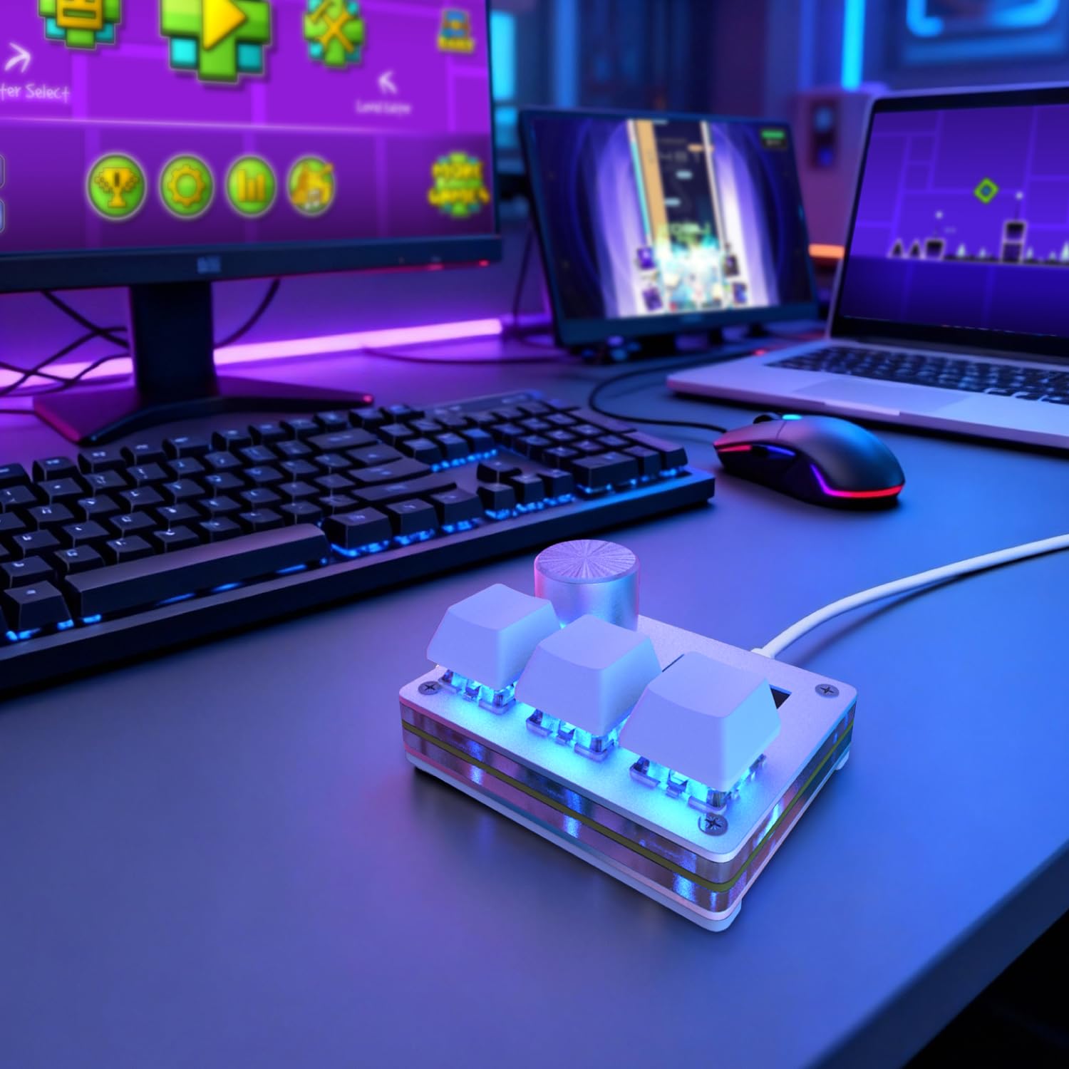 Klawiatura O3C Rapid Trigger Z Przełącznikiem Halla Do OSU Geometry Dash | Gry rytmiczne z pokrętłem i ekranem, miniaturowa klawiatura makro z funkcją Hotswap, magnetyczne przełączniki liniowe