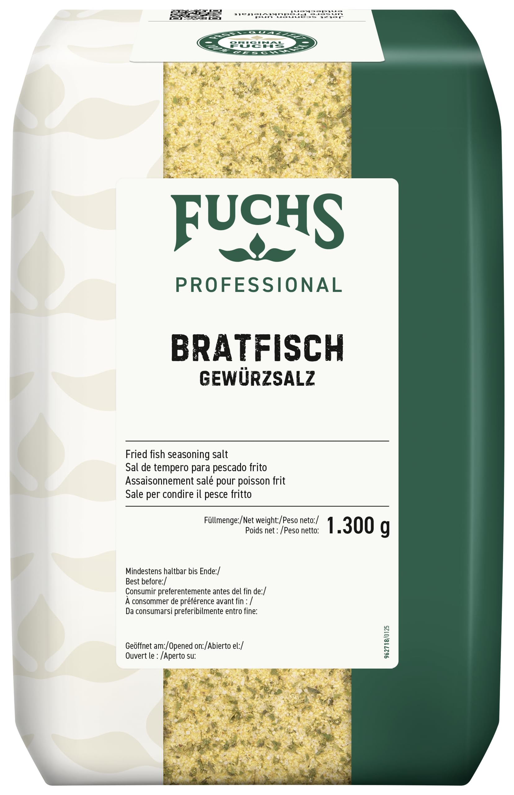 Fuchs Professional - Bratfisch Gewürzsalz | Zum Würzen von gebratenem Fisch, kein Salzen erforderlich | Profi-Qualität für Großverbraucher | 1,3 kg im recyclebaren Beutel