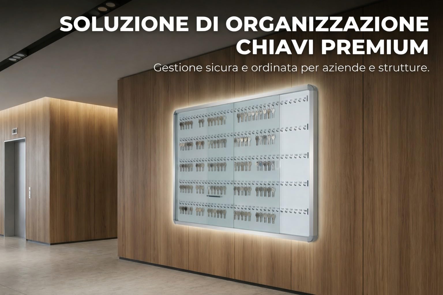 Agendepoint.it - Bacheca Portachiavi Da 180 Posti Con Ante Scorrevoli In Vetro E Struttura Alluminio 90x120cm