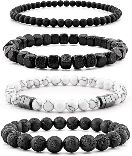 Men’s Bracelet Set Multi – Tiger Eye/Matte Agate/Lava&hellip;