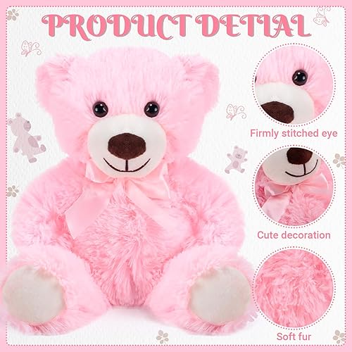 Miniatura 3 de 12 piezas de oso de peluche con lazo, osos de felpa suaves para regalo de fiesta, centros de mesa de baby shower, cuidado de cumpleaños, decoración