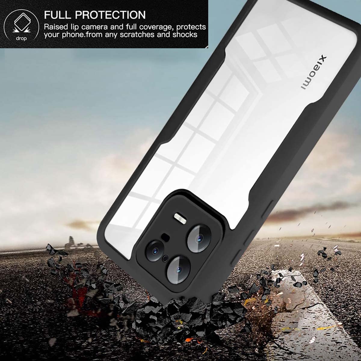 GOKEN Cover Completa 360° Per Xiaomi Poco M4 Pro 5G: Custodia Trasparente Con Bumper In TPU E Retro Rigido (nero)