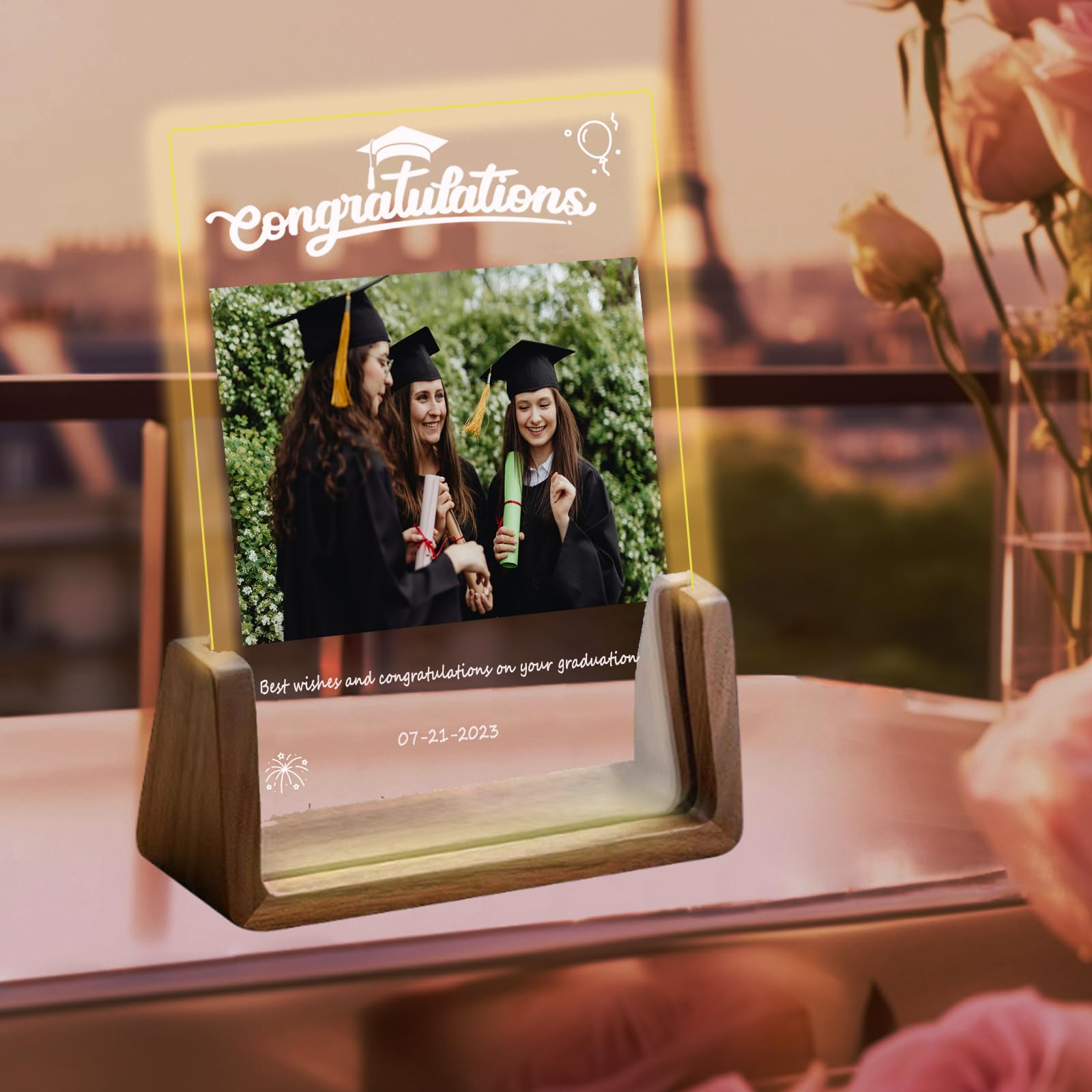 Personalized Acrylic Plaque | Custom Your Graduation Gifts with His or Her Favorite Photo | Gifts for Women & Men | 2024 Graduation Gifts | LED Picture Frame