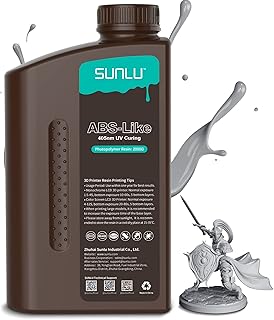 SUNLU 3D Printer Resin, 2000g ABS-Like High Toughness Resin for 4k/6k/8k LCD/DLP/SLA Resin 3D Printer, 405nm UV Curing 3D Printing Resin, Good Resistance, Non-Brittle & High Precision, Grey 2000g