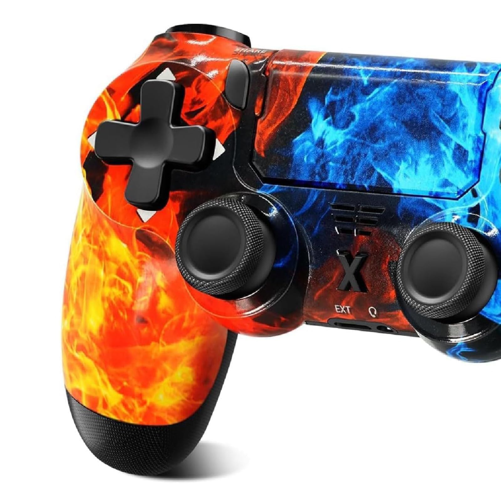 Suoxiom Wireless Controller for PS-4, Game Controller for PS-4/Pro/Slim/PC, Bluetooth Gamepad Joystick with Dual Vibration Touch Panel,Upgraded Six-Axis Sensor, 3.5mm Audio Jack (FIRE/ICE)