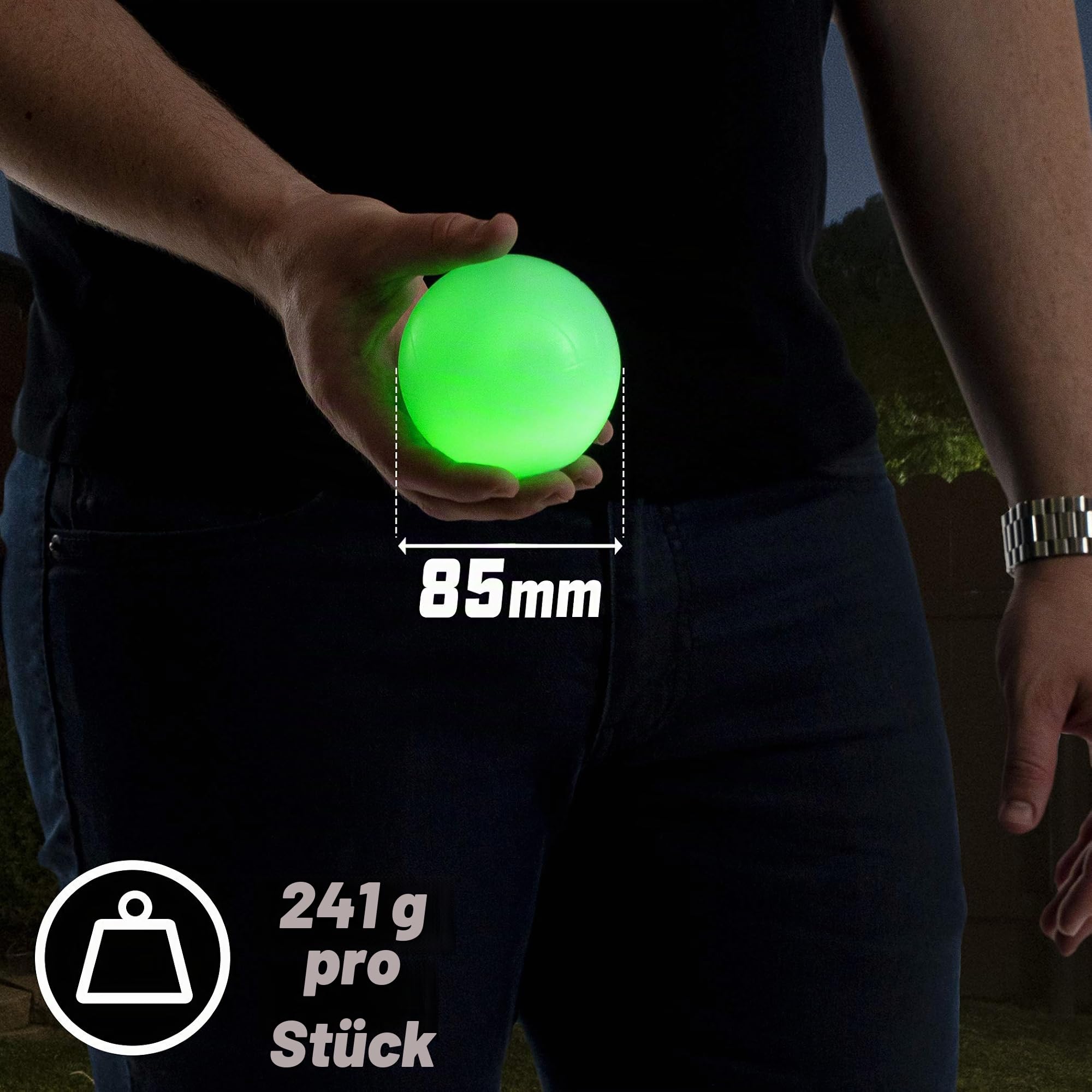 GoSports Backyard Bocce Sets mit 8 Bälle, Pallino, Etui und Messseil - Wählen Sie zwischen klassischem Harz, weichen und leuchtenden LED Sets