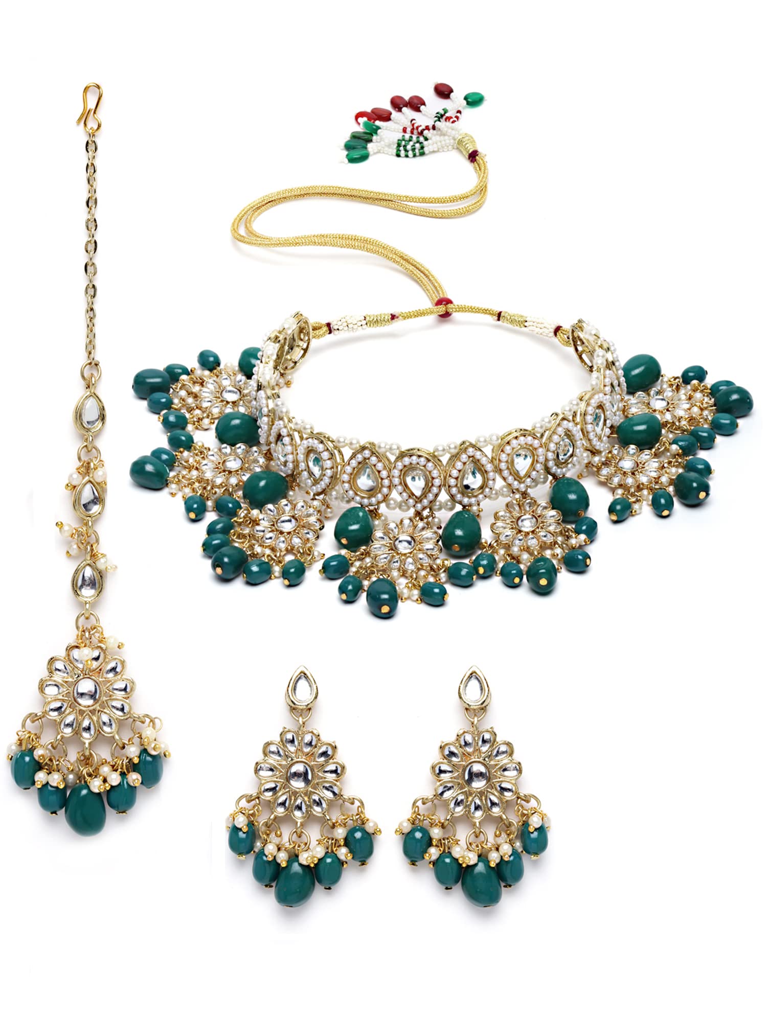 Karatcart Gold Plated Green Tumble Choker Necklace Set - Womens (B0B7DSSMR8) Amazon Price History, Amazon Price Tracker