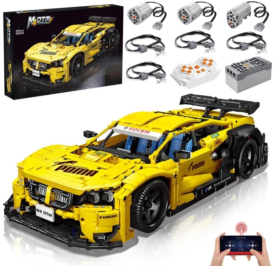 Lukie Technik M4 DTM Car with Power Functions Set, 2676 Pieces 