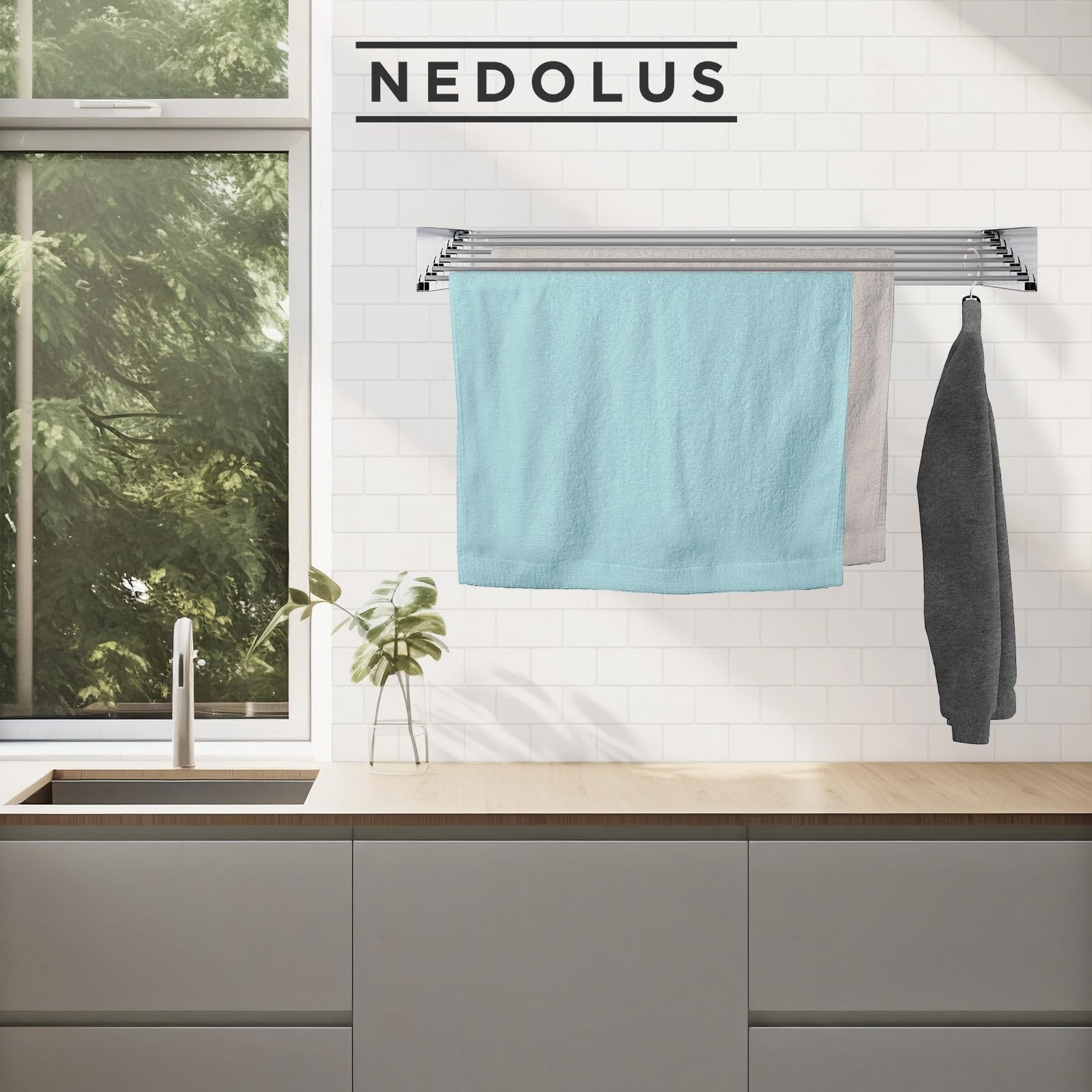 Stendibiancheria pieghevole ed estensibile per interni ed esterni - 100 cm con 6 aste in alluminio