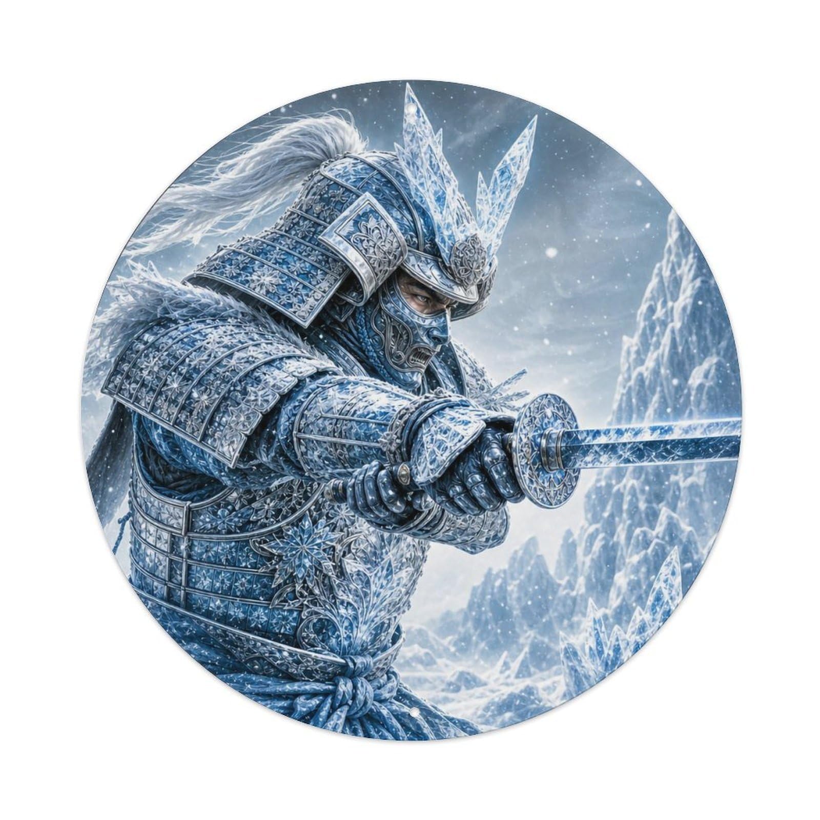 Samurai Warrior Platinum Ice Forward Thrust Position Vintage Metal Tin Sign Plaque Wall Decor for Cafe, Club Bar, Office, Garden Metal Poster 8x8Inch